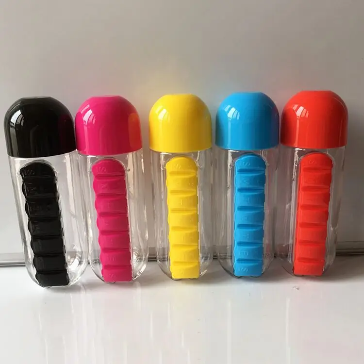 

2PCS Multicolor Optional Of 7 Day Bottle Organiser Drink Pill Holder Box Water Tablet Medicine Cute Water Bottle