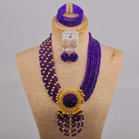 purple costume jewelry set fashion african beads jewelry set crystal bridal jewelry set