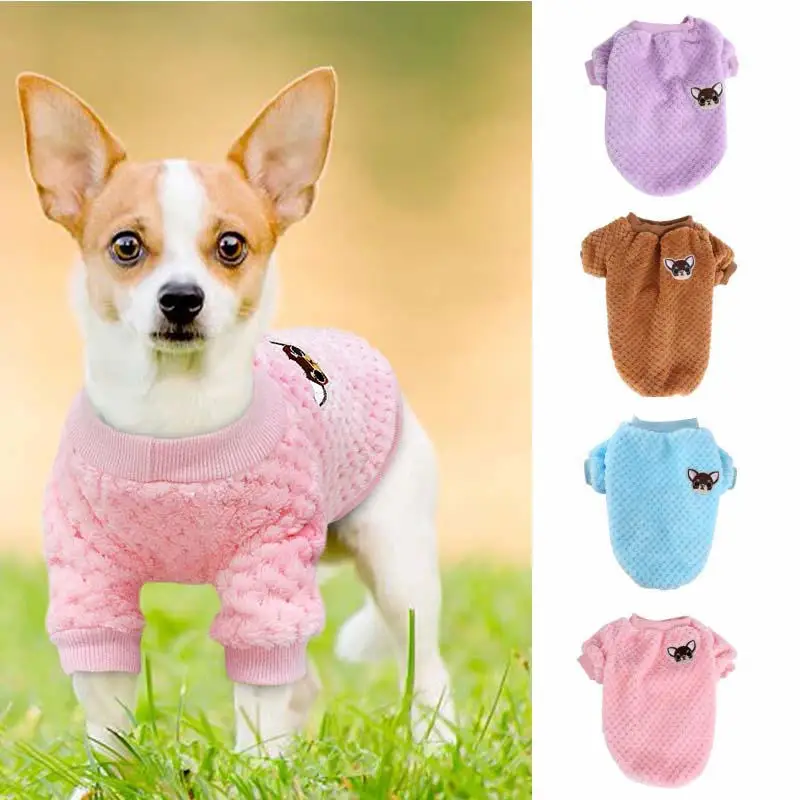 

Dog Clothes Pet Warmer Winter Sweater Knit Cat Puppy Embroidery Chihuahua Jumper