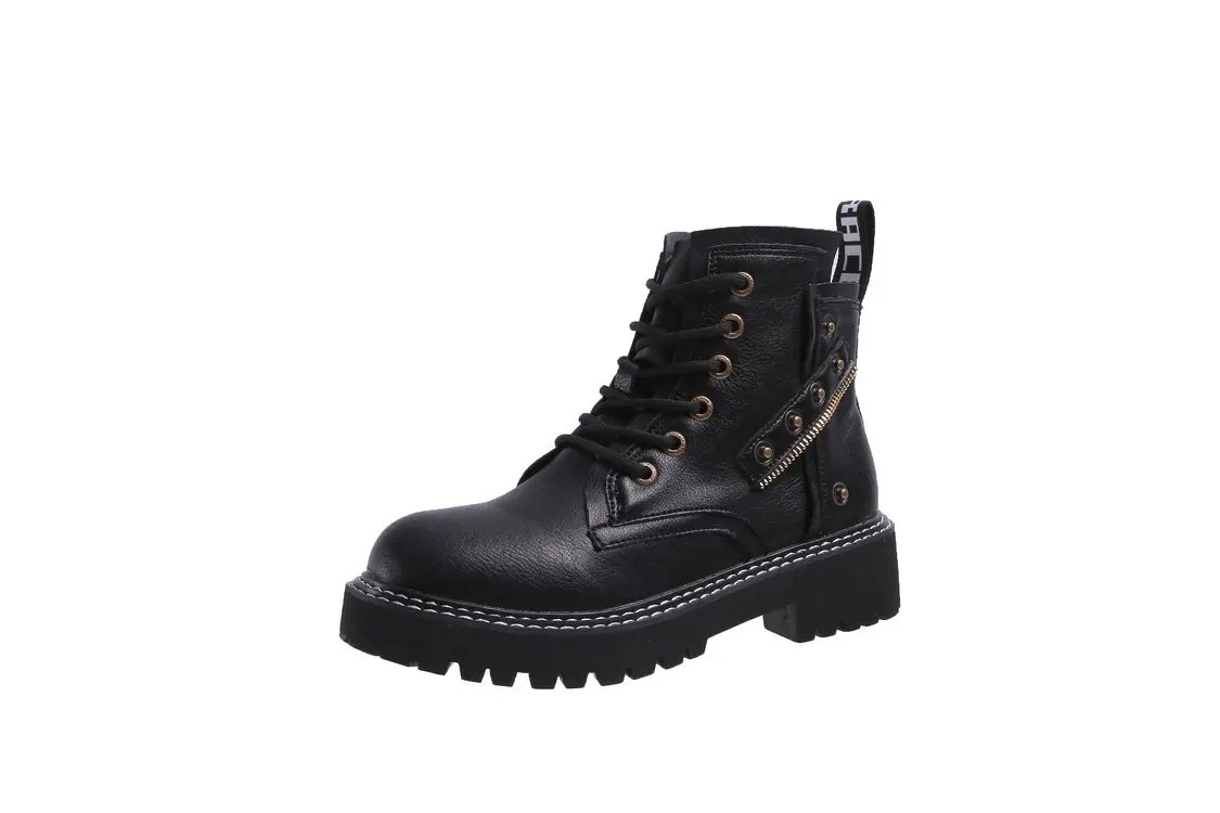 

Women Ankle Boots Women's Fashion Rivet Shoes Woman Leather Buckle Strap Ladies Chunky Heels Female Punk Rome Footwear 35-40