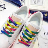 2 pair colorful shoelace rainbow gradient print flat canvas shoe lace shoes casual chromatic colour shoelaces 80cm100cm120cm