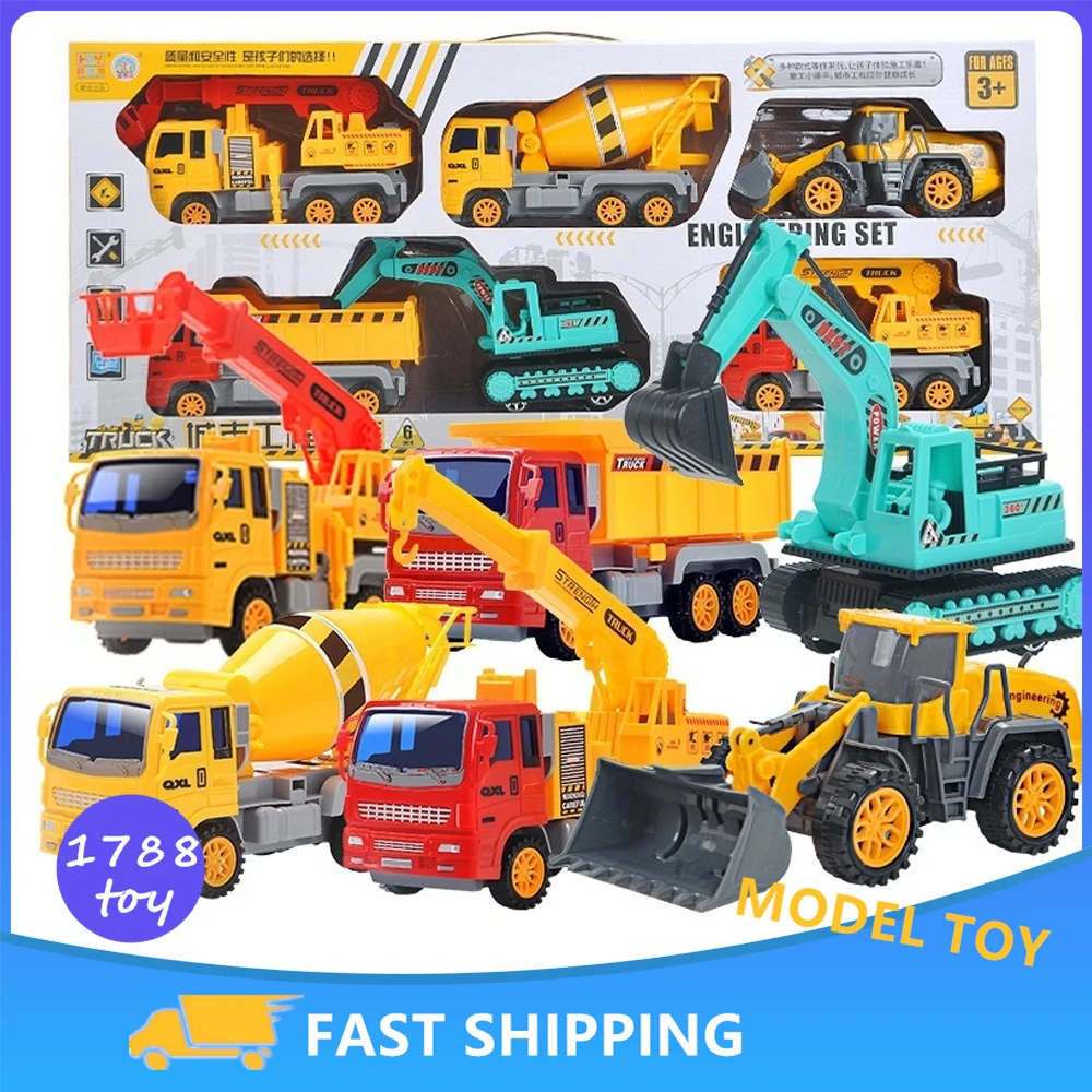 

3/4Pcs Model Car Toy Inertia Cars Big Bulldozer Truck Tractor Excavator Boy Toys Kid Infant Gift Diecasts Toy Vehicles Xmas Gift