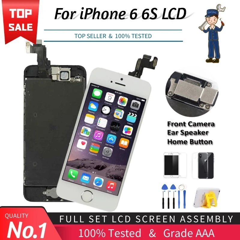 Черный белый экран 4 7 дюйма для iPhone 6 6S полный комплект ЖК-дисплея в комплекте 100%
