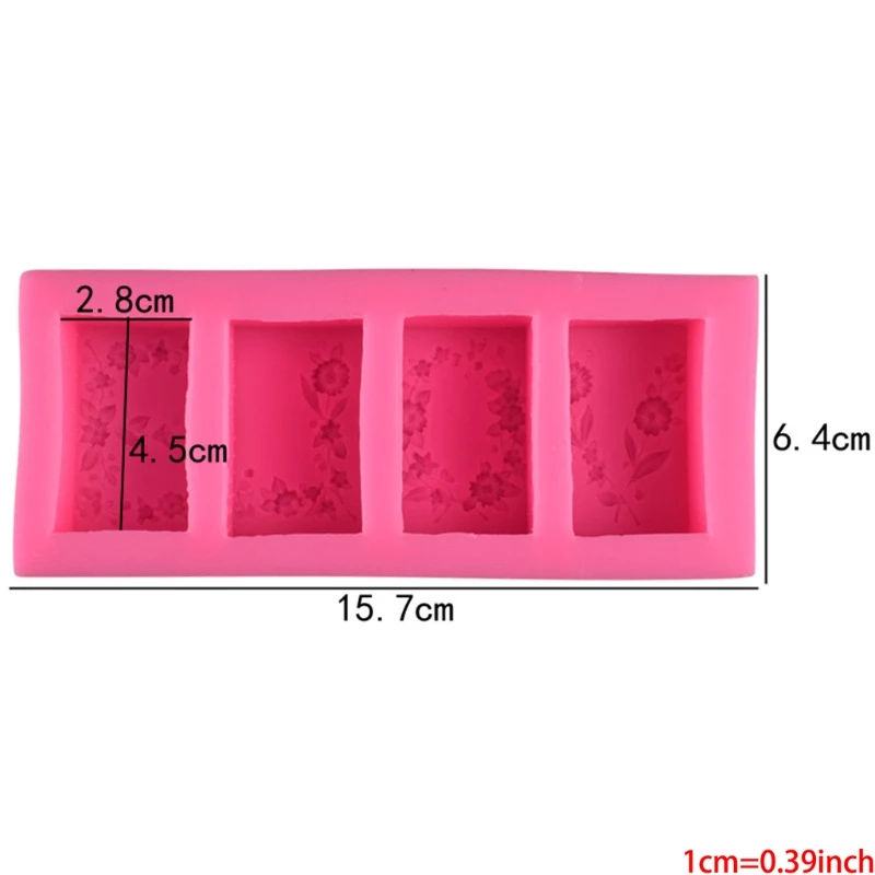 

4 Patterns Silicone Soap Molds Candle Mould DIY Rectangular Flower Flexible 3D Cake Mold