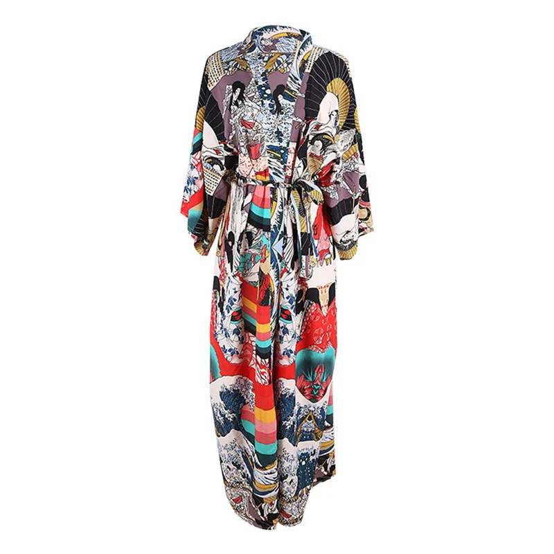 2021 summer women fashion print long sleeve cardigan female blouse loose casual cover up shirts beach kimono blusas plus size free global shipping