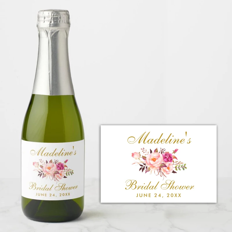 

100PCS Bridesmaid Proposal Champagne Label Customized Personalized, Birthday, Anniversary, Wedding Wine Bottle Labels, Adhesive