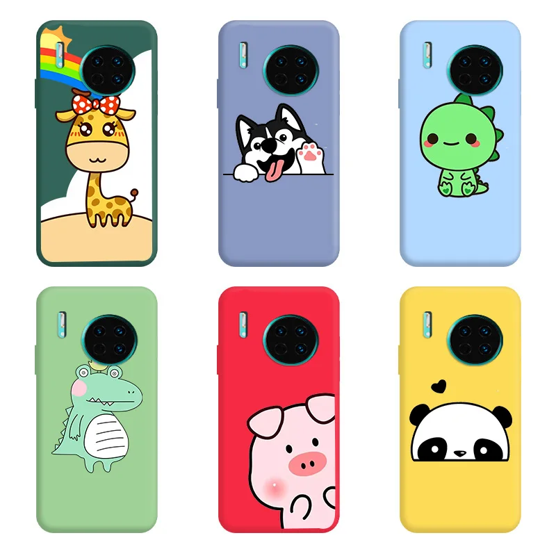 

Cartoon Animals Soft TPU Shell Black For Huawei Mate30 Mate30Pro Case Flower Colorful Cute Fundas For HUAWEI Mate 30 Pro Case