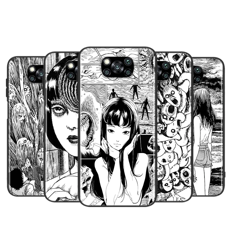 

Junji Ito Tees Horror For Xiaomi Poco X3 NFC F3 GT X2 M3 M2 5G Pro Mi A3 Lite 9SE CC9 Soft Black Phone Case Shell