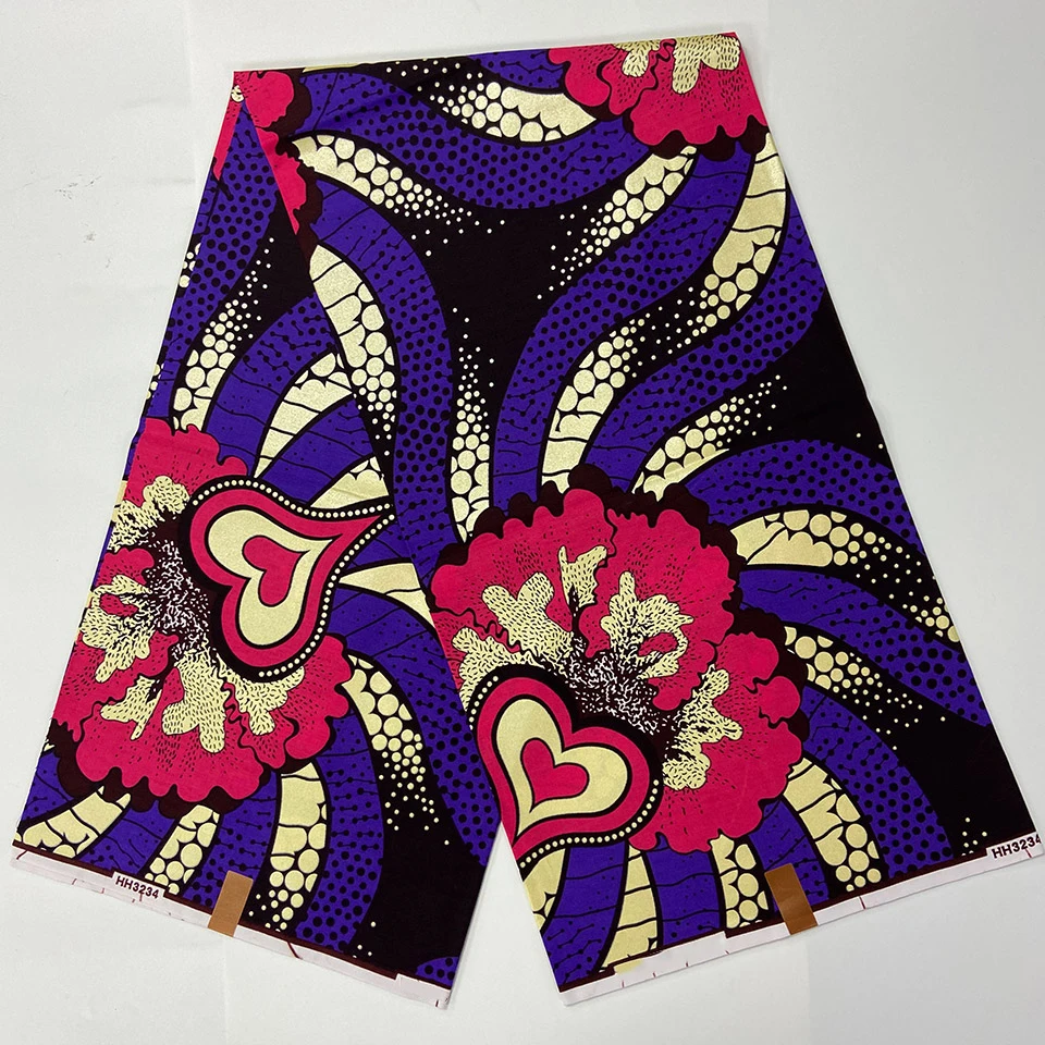 

Hot Selling Bronzing Ankara Fabric African Wax Print Gold Printing Cotton Fabric Ghana Nigerian Pagne Batik Wax Materials HST-51