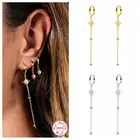 100% 925 стерлингового серебра модные ботильоны с кисточками со звездами длинные серьги с квадратными кристаллами женская обувь без шнурков, для девочек длинные висящие Серьги Brincos, можно носить