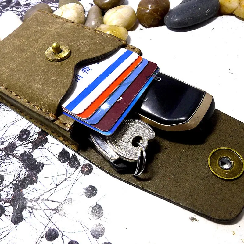 Миниатюрная поясная сумка blongk кожаный тонкий кошелек ручной работы маленький