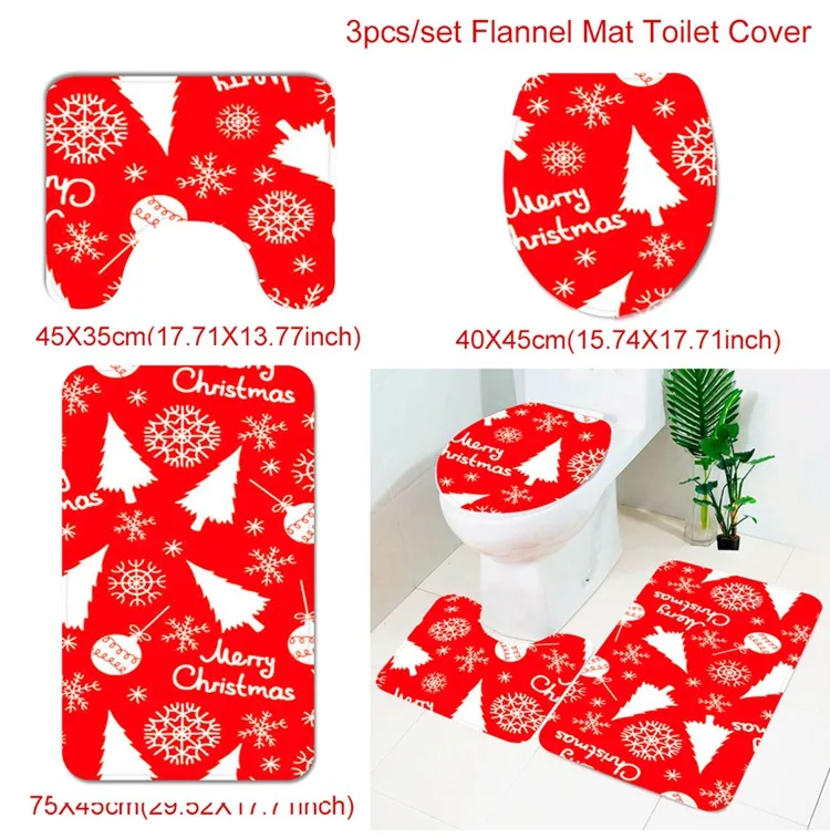 Toilet Mat Cover 2 HUIRAN Рождество ванная комната шторки коврик сиденье для унитаза украшения Рождественские украшения для дома рождественские подарки год - Цвет: Toilet Mat Cover 2