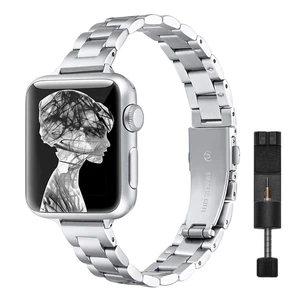 Women Thin Metal Band for Apple Watch 38mm 40mm 41mm Slim Stainless Steel Wristband Strap for iWatch