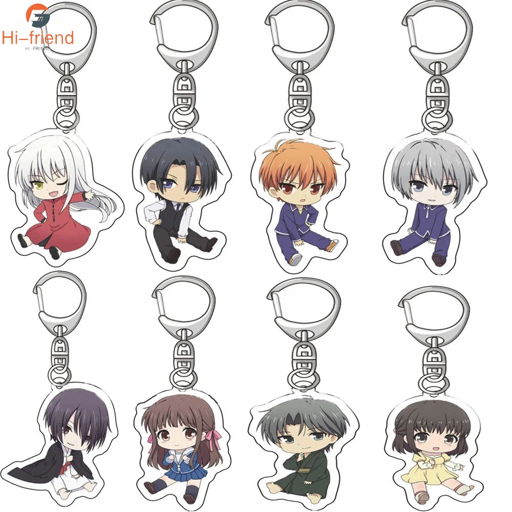 

20Pcs/Lot Fruits Basket Anime Keychain Cute Double Sided Acrylic Key Chain Pendant Accessories Cartoon Keyring