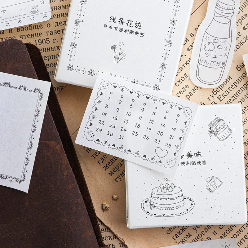 Кавайный календарь блокноты милый напиток Липкие заметки наклейки для детей