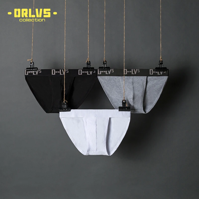 ORLVS бренд Для мужчин s сексуальное нижнее белье трусы с низкой талией Хлопок