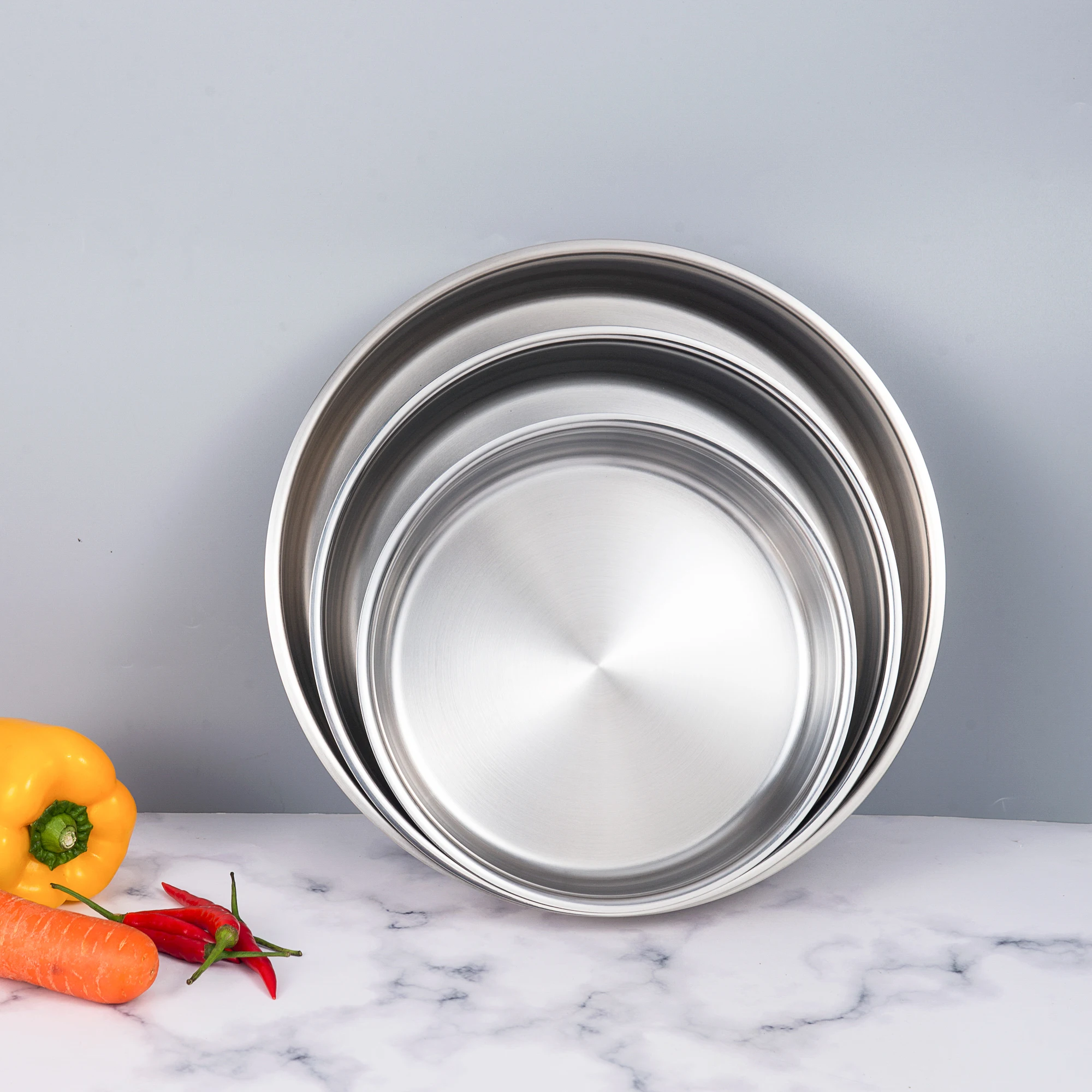8 дюймов многоразовая матовая металлическая обеденная тарелка 18/10 нержавеющая