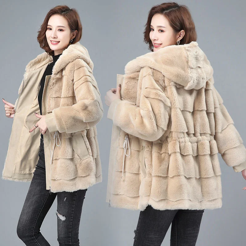 Зимнее женское норки имитация пальто из искусственного меха Новинка 2021