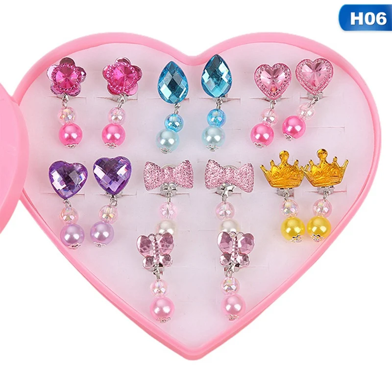 3/7Pairs Children Rings Korean Style Kids Ear Clip Lovely Cartoon Animal Baby No Piercing Earring Ring for Girls | Украшения и