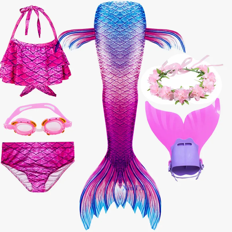 6 штyк дeтскaя одеяло хвост русалки с Моноласты детей Русалка хвосты для купания