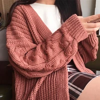 oversized knit sweater autumn winter women long sleeve twisted knitted coat open front sweater cardigan