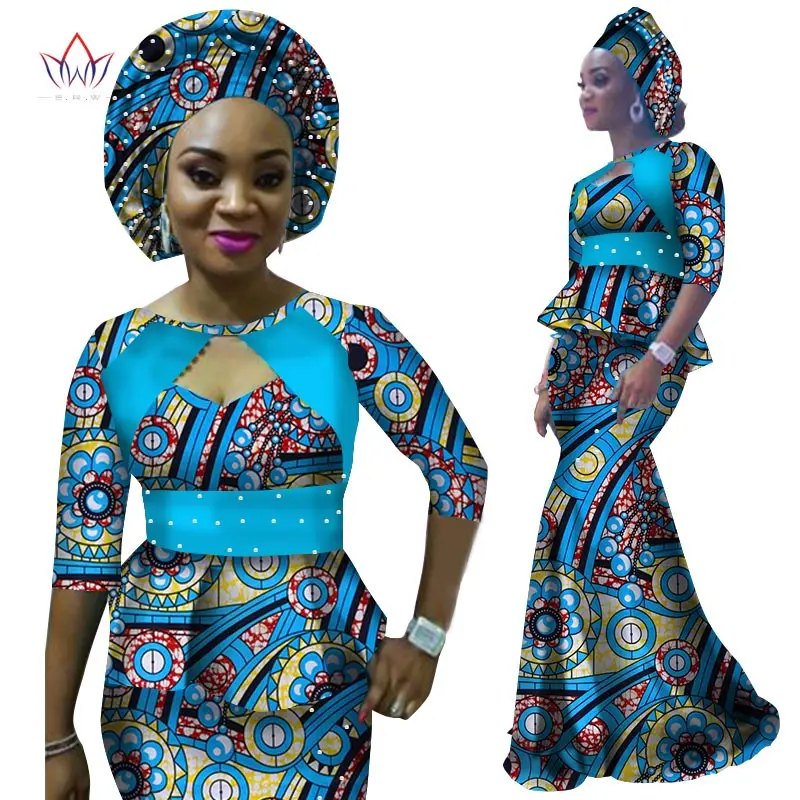 Осеннее женское платье с Африканским принтом Дашики рукавом до локтя и юбкой