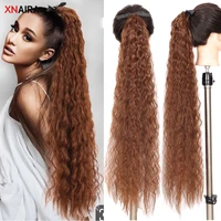 xnaira 80cm synthetic womens ponytail long curly wavy hair extensions clip in hairpiece pony tail hairpin brown pony tail fake