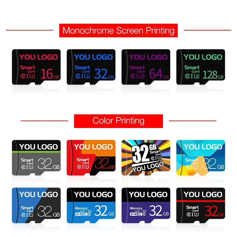 

50PCS Original capacity micro sd tf card 32gb 16gb memory card 64gb 128gb micro sd card 256gb cartao de memoria free Custom LOGO