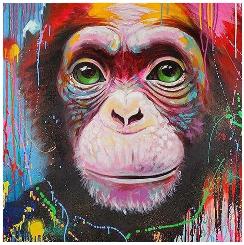 Полный Круглый алмаз живопись вышивка орангутанг мозаика dotz животные горный