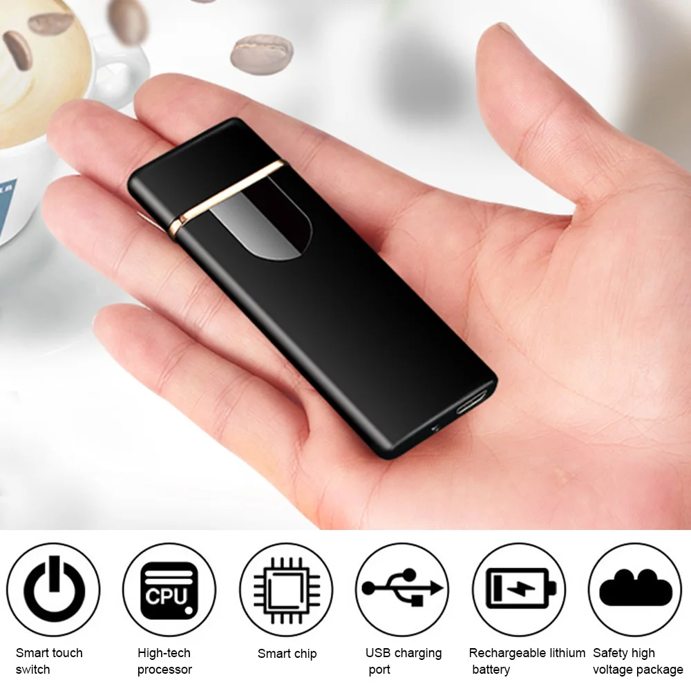 Двусторонняя Зажигалка usb зарядка сенсорный датчик переключатель ветрозащитный