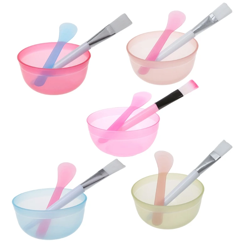 

random color 3Pcs Makeup Beauty DIY Facial Face Mask Bowl Brush Spoon Stick Tool Kit Homemade