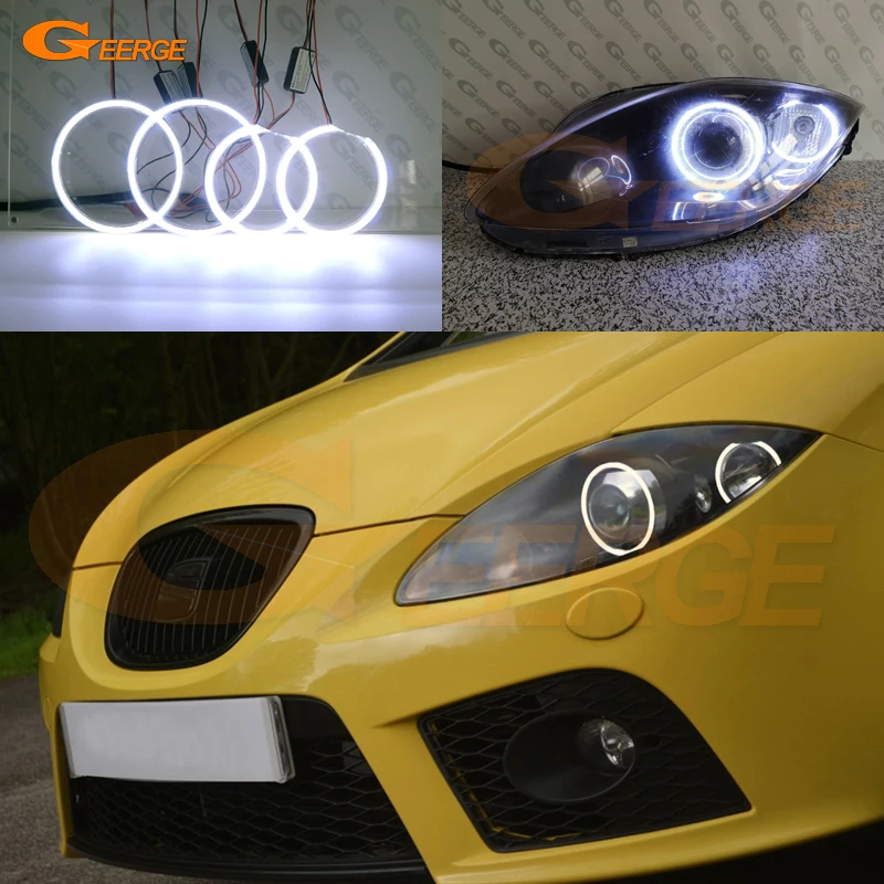 Для seat leon Mk2 1P facelift 2009-2012 Ксеноновые фары отличное Ультра яркое освещение COB led angel eyes kit halo кольца