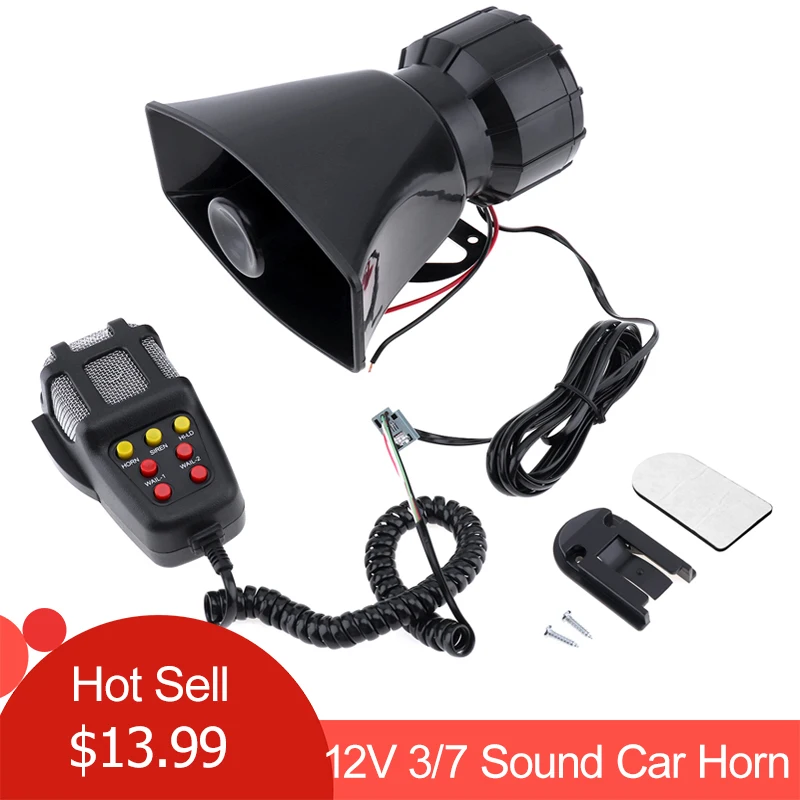 100W 12V 3/7 звук автомобиля электронный Предупреждение сирена мотоцикл сигнализация с рисунком «пожарный громкоговоритель скорой помощи с микрофоном