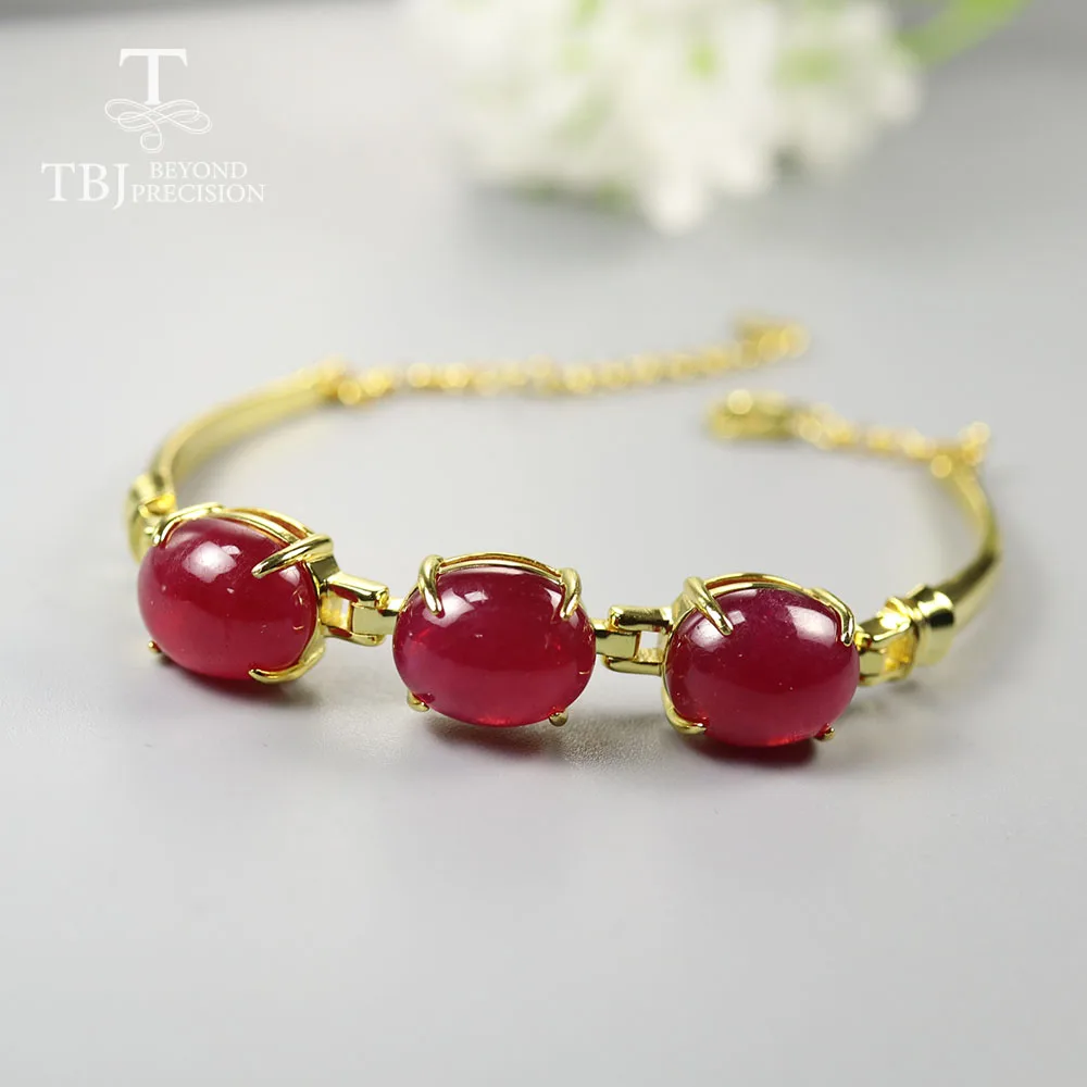 

Женский браслет с рубином 15 карат TBJ, Подарочный браслет с натуральным драгоценным камнем овальной формы, размером 10 х12 мм, в оправе из сереб...