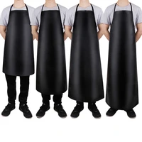 leather waterproof apron thickened lengthened anti fouling oil proof restaurant cooking chef apron clean black apron