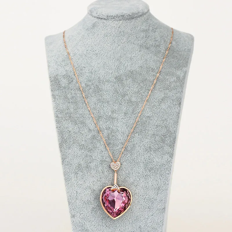 Длинное ожерелье с кристаллами Neoglory Сердце океана Титаник для любви навсегда