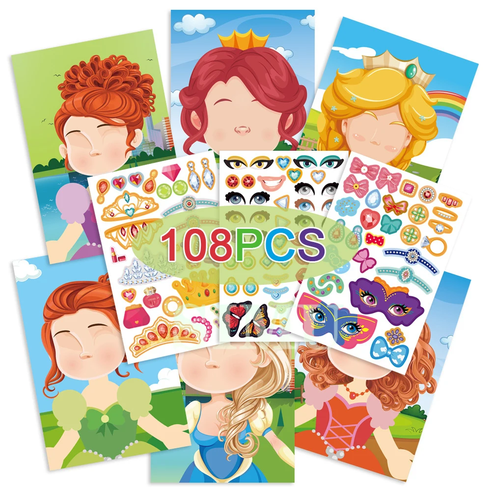 

Reusable Sticker Book Princess costume Stickers Durable Educational Stickers Toy Kids Toddlers Make Greeting Card Christmas Gift