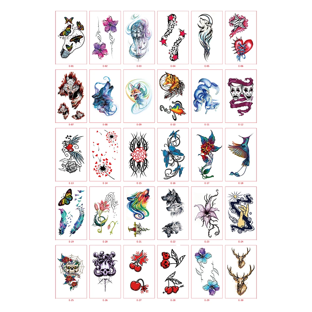 2Pcs Waterproof Temporary Tattoo Sticker Fox Fake Tattoo Cherry Small Tattoos Flower Art Flash Decals For Men Women 9.7*5.7CM