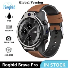 Global Version Rogbid Brave Pro 4GLTE Smart Phone Watch 4GB 64GB Dual camera 13MP 1600mAh Android 10 OS WIFI GPS IP68 Waterproof