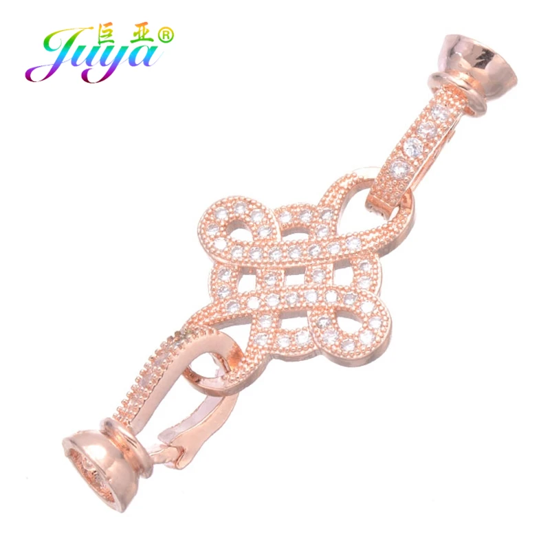 Rose Gold Juya, сделай сам, жемчуг, браслет, ожерелье, компоненты, золото/серебро/розовое золото, бант, соединитель, застежка, аксессуары - Цвет: Rose Gold