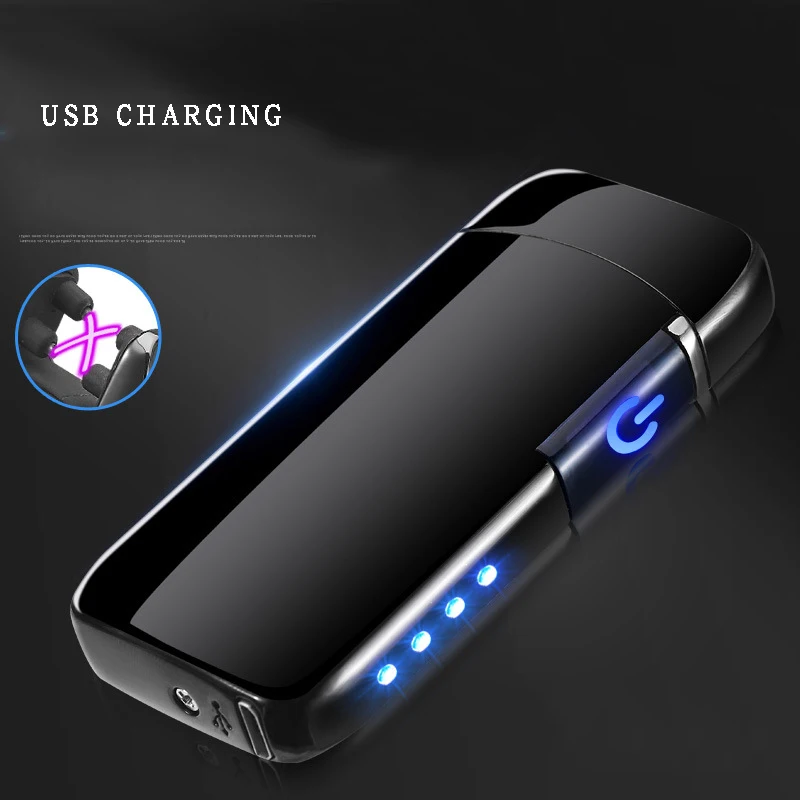 Новая мужская Зажигалка металлическая ветрозащитная электронная зарядка через