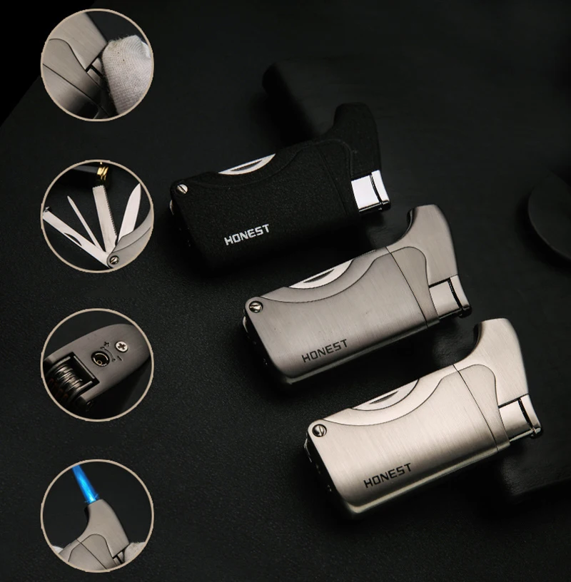 Подлинная прямая огневая Зажигалка для сигар многофункциональная с ножом