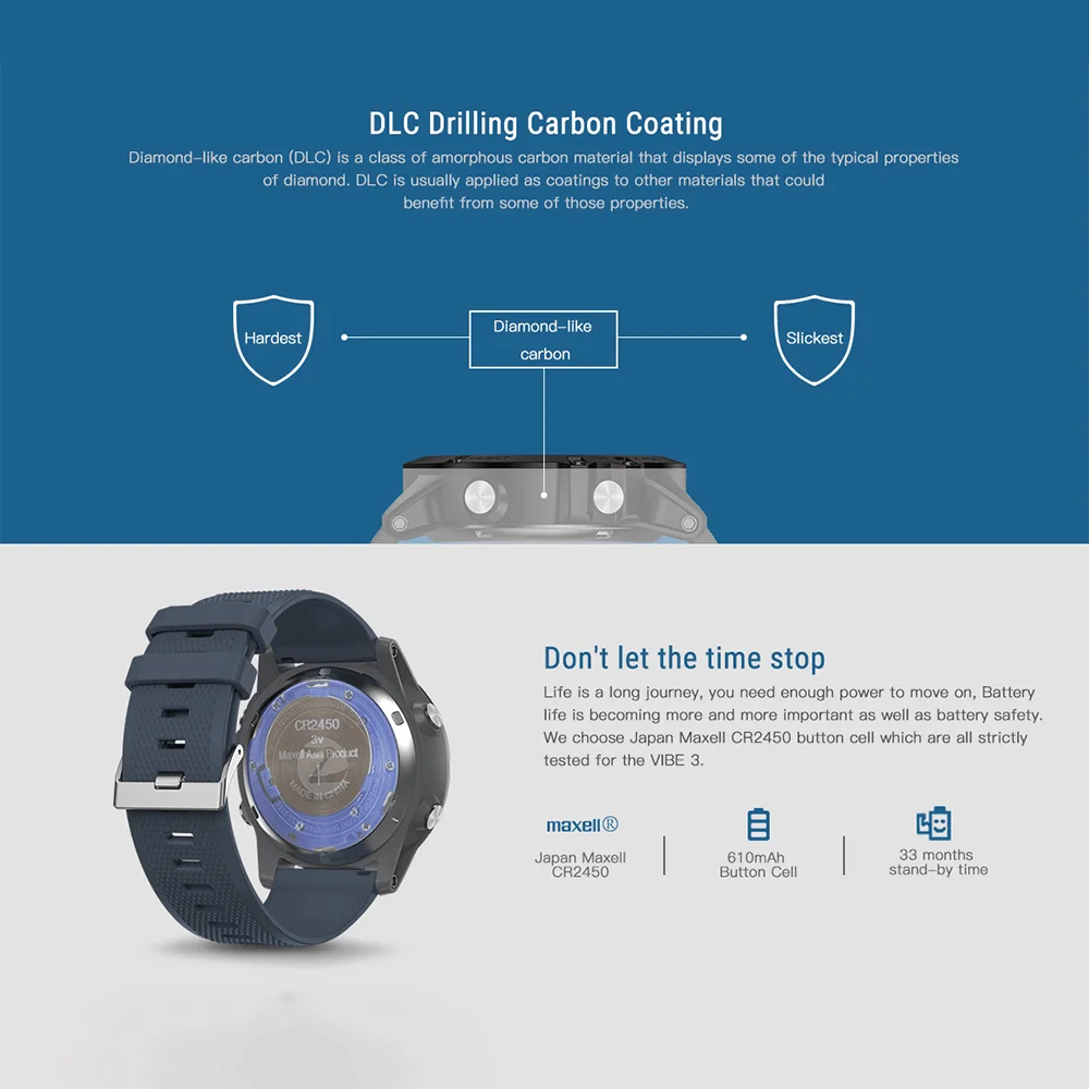 Смарт-часы Zeblaze vibe 3 защищенные 33 месяца в режиме ожидания 24 часа отслеживание