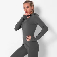 autumn and winter solid color sexy sports zipper yoga clothes women quick drying running leisure fitness long sleeved top