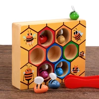 hot wooden leaning educatinal toys children montessori early education beehive game childhood color cognitive clip small bee toy