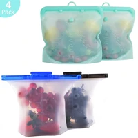 4pack silicone food bag 1500ml 1000ml reusable fresh bag food storage bag freezer bag snack bag leakproof containers multicolor