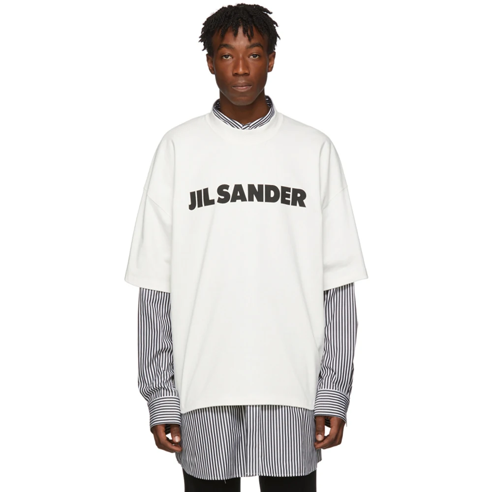 Футболка Jil sander для мужчин и женщин повседневная тенниска из 100% хлопка свободная