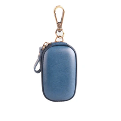 Blue Настоящая воловья кожа, унисекс, держатель ключей для автомобиля, для мужчин и женщин, безопасная вешалка для ключей, на молнии, современный стильный органайзер для ключей, брелок на цепочке, чехол, сумка - Color: Blue