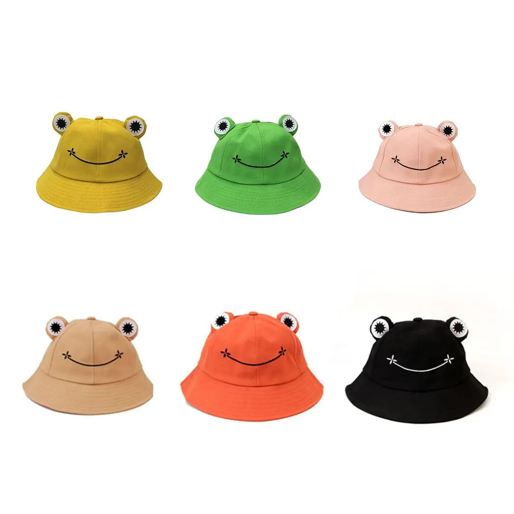 New Summer Sunscreen Fisherman Cap Beach Caps Outdoor Fishing Sun Hat Headwear Foldable Cute Frog Bucket Hat Fisherman Hats images - 6