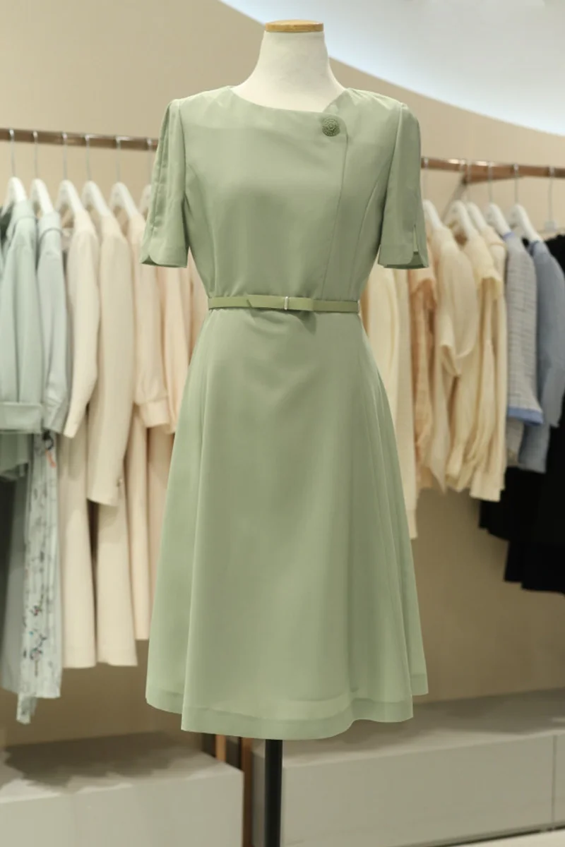 

Summer Short Sleeve Plus Size Dress 2021 New Simple Waist Tight Dress Female Elegant Slimming Fashionable Dress